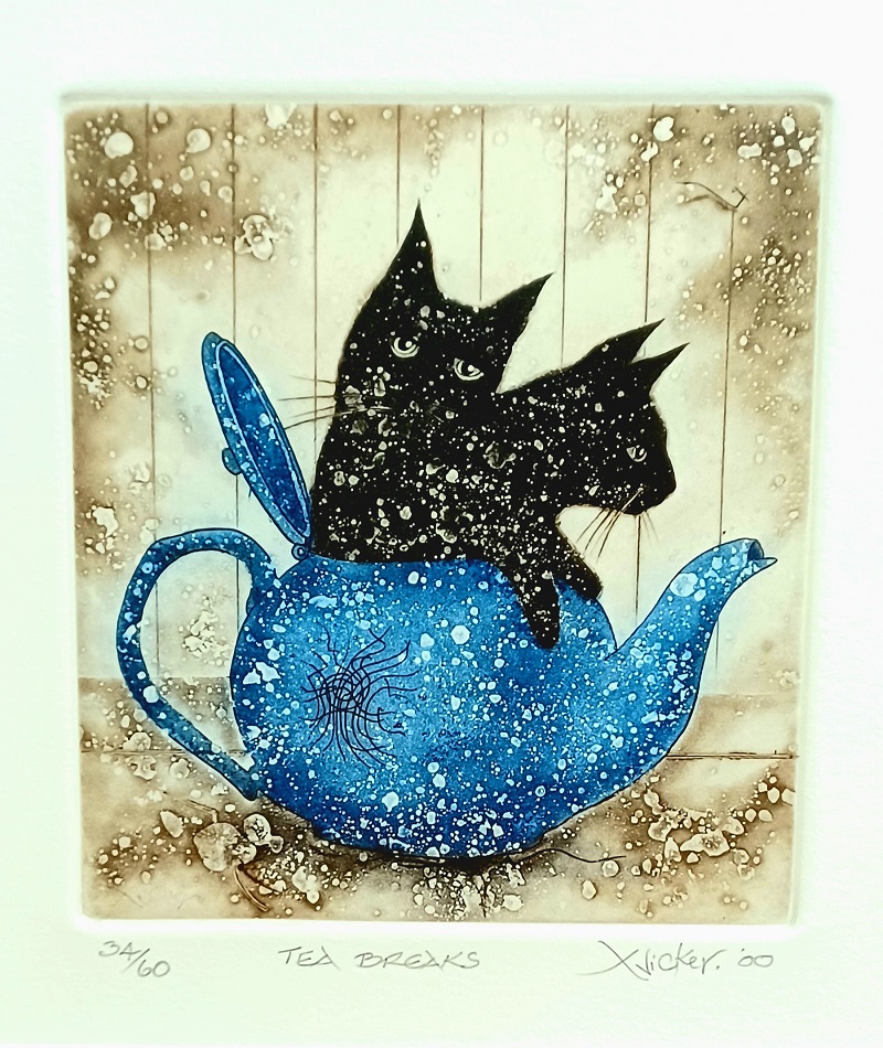 Gary Tricker’s whimsical numbered etchings will be on offer as part of the pre-loved art sale.  