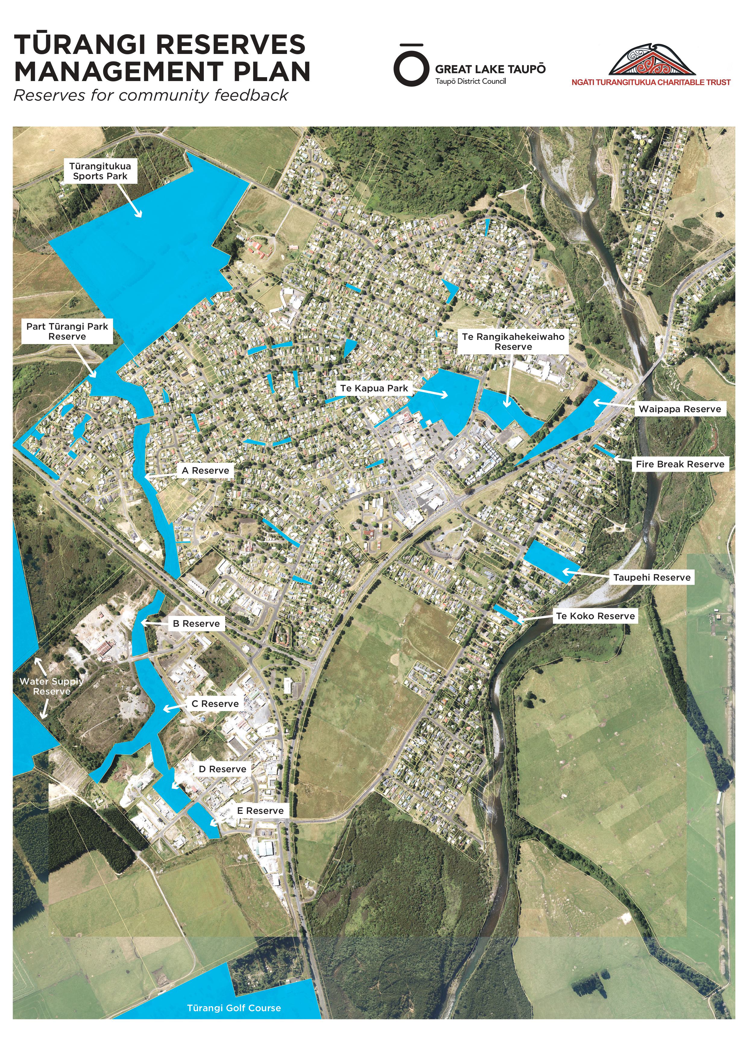 Map of Tūrangi reserves.  