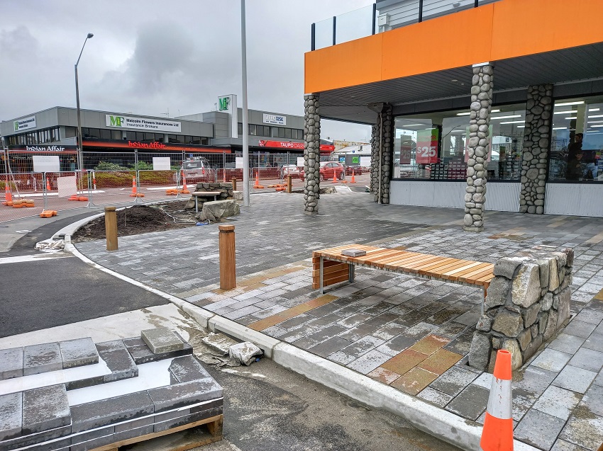 Intersection upgrade taking shape with some new seating installed.  