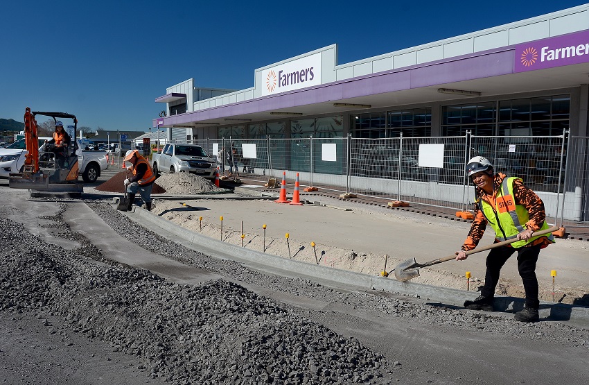 Preparatory works for new kerbing in progress.  